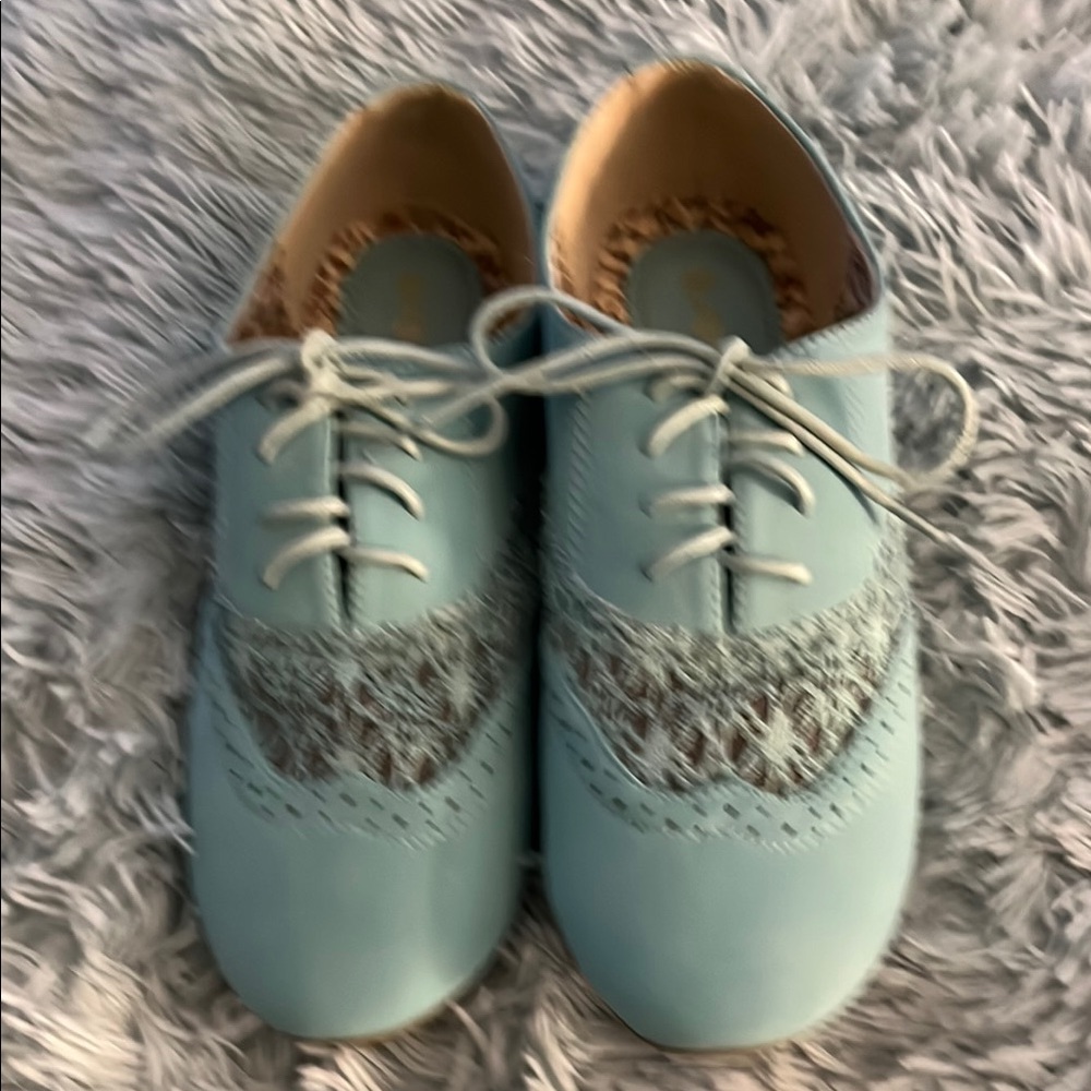 Anna Blue Flats with Lace Inspired Detailing NEW 8.5